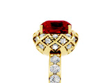 Yellow gold Cushion Cut Diamond Solitaire Ring with Shared Prong Pavé Band_5