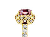 Yellow gold Cushion Cut Diamond Solitaire Ring with Shared Prong Pavé Band_5