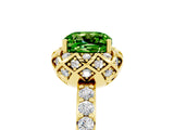Yellow gold Cushion Cut Diamond Solitaire Ring with Shared Prong Pavé Band_5