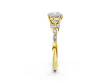 Yellow gold Cushion Cut Diamond Solitaire Ring with Side Stones and Four-Prong Setting_47
