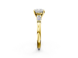 Yellow gold Cushion Cut Diamond Solitaire Ring with Tapered Baguette Accents and Four-Prong Setting_95