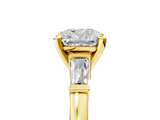 Yellow gold Cushion Cut Diamond Solitaire Ring with Tapered Baguette Accents and Four-Prong Setting_98