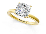 Yellow gold Cushion Cut Diamond Solitaire Ring with Thin Band and Prong Setting_13