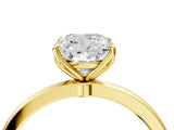 Yellow gold Cushion Cut Diamond Solitaire Ring with Thin Band and Prong Setting_16