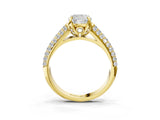 Yellow gold Cushion Cut Diamond Solitaire Ring with Three-Row Pavé Band and Four-Prong Setting_52