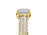 Yellow gold Cushion Cut Diamond Solitaire Ring with Three-Row Pavé Band and Four-Prong Setting_54