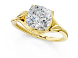 Yellow gold Cushion Cut Diamond Solitaire Ring with Twist Band and Four-Prong Setting_70