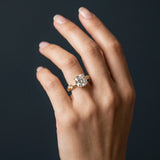 Yellow gold Cushion Cut Diamond Solitaire Ring with Twisted Band and Pavé Accents_42
