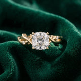Yellow gold Cushion Cut Diamond Solitaire Ring with Twisted Band and Prong Setting_204