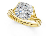 Yellow gold Cushion Cut Diamond Solitaire Twist Band Prong Setting Ring_74