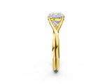 Yellow gold Cushion Cut Diamond Solitaire Twist Band Prong Setting Ring_75