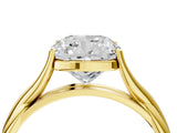 Yellow gold Cushion Cut Diamond Solitaire Twist Band Prong Setting Ring_77