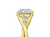 Yellow gold Cushion Cut Diamond Solitaire Twist Band Prong Setting Ring_78