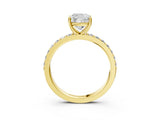Yellow gold Cushion Cut Diamond Solitaire with Pave Band and Four-Prong Setting 3