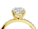 Yellow gold Cushion Cut Diamond Solitaire with Pave Band and Four-Prong Setting 4