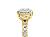 Yellow gold Cushion Cut Diamond Solitaire with Pave Band and Four-Prong Setting 5