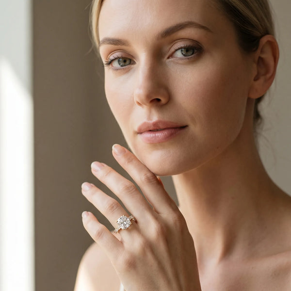 Yellow gold Cushion Cut Diamond Solitaire with Side Baguettes and Channel Set Band