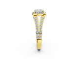 Yellow gold Cushion Cut Diamond Split Shank Halo Ring with Four-Prong Setting_71