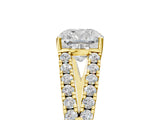 10K Yellow Gold 2.00 Carat F VS1 Cushion Diamond Split Shank Pavé Engagement Ring with Four-Prong Setting