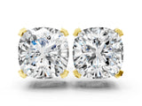10K Yellow Gold 2.10 Carat E VVS2 Cushion Diamond Stud Earrings