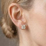10K Yellow Gold 2.10 Carat E VVS2 Cushion Diamond Stud Earrings