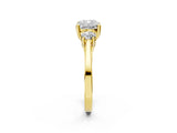 Yellow gold Cushion Cut Diamond Three-Stone Engagement Ring with Prong Setting and Pavé Band_17