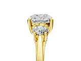 Yellow gold Cushion Cut Diamond Three-Stone Engagement Ring with Prong Setting and Pavé Band_20