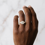 Yellow gold Cushion Cut Diamond Three-Stone Ring with Pavé Split Shank and Four-Prong Setting_86