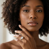 Yellow gold Cushion Cut Diamond Three-Stone Ring with Pavé Split Shank and Four-Prong Setting_87