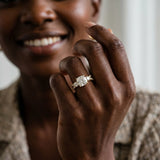 Yellow gold Cushion Cut Diamond Three-Stone Ring with Pavé Split Shank and Four-Prong Setting_88