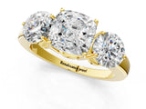 Yellow gold Cushion Cut Diamond Three-Stone Ring with Prong Setting and Classic Band_92