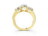 Yellow gold Cushion Cut Diamond Three-Stone Ring with Prong Setting and Classic Band_94