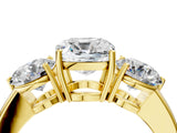Yellow gold Cushion Cut Diamond Three-Stone Ring with Prong Setting and Classic Band_95