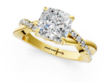 Yellow gold Cushion Cut Diamond Twist Band Solitaire with Prong Setting_42
