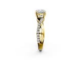 Yellow gold Cushion Cut Diamond Twist Band Solitaire with Prong Setting_43