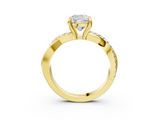 Yellow gold Cushion Cut Diamond Twist Band Solitaire with Prong Setting_44
