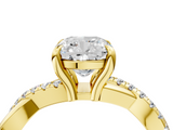 Yellow gold Cushion Cut Diamond Twist Band Solitaire with Prong Setting_45