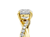 Yellow gold Cushion Cut Diamond Twist Band Solitaire with Prong Setting_46
