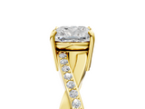 Yellow gold Cushion Cut Diamond Twisted Band Engagement Ring with Prong Setting_20