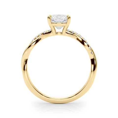 Yellow gold Cushion Cut Diamond Twisted Band with Pavé Setting and Four-Prong Setting 1
