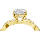 Yellow gold Cushion Cut Diamond Twisted Band with Pavé Setting and Four-Prong Setting_35