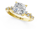 Yellow gold Cushion Cut Diamond Vine Band with Four-Prong Setting_62