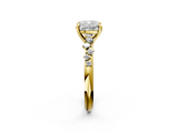 Yellow gold Cushion Cut Diamond Vine Band with Four-Prong Setting_63