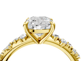 Yellow gold Cushion Cut Diamond Vine Band with Four-Prong Setting_65