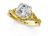 Yellow gold Cushion Cut Diamond with Yellow Sapphire side stone Halo Twist Band Solitaire Prong Setting Ring_37