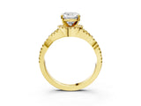 Yellow gold Cushion Cut Diamond with Yellow Sapphire side stone Halo Twist Band Solitaire Prong Setting Ring_39