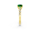 Yellow gold Cushion Cut Emerald Cluster Side Stone Solitaire Ring with Prong Setting_26