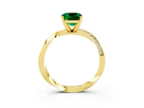 Yellow gold Cushion Cut Emerald Engagement Ring with Side Stone Accents and Four-Prong Setting_27
