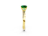 Yellow gold Cushion Cut Emerald Engagement Ring with Side Stone Accents and Four-Prong Setting_41