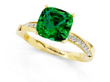Yellow gold Cushion Cut Emerald Engagement Ring with Side Stone Accents and Four-Prong Setting_85